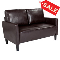 Flash Furniture SL-SF918-2-BRN-GG Washington Park Upholstered Loveseat in Brown Leather